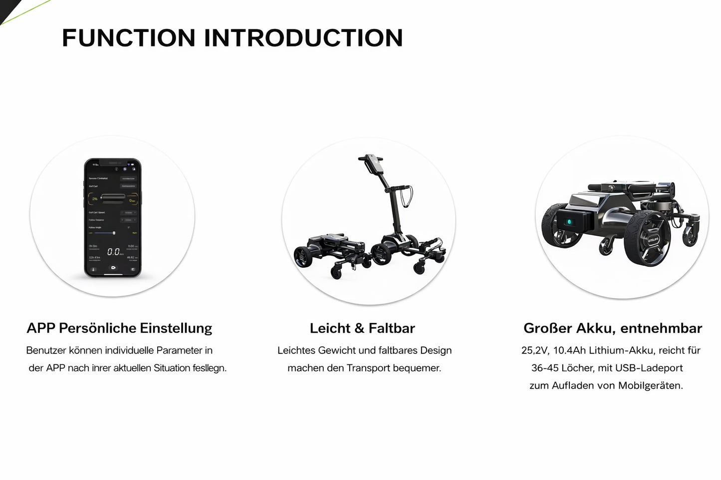GOOTER E-Cad golf trolley, feature overview