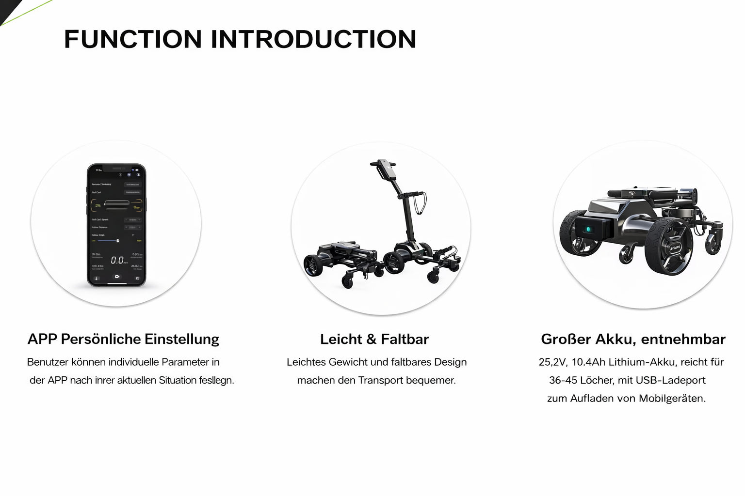 GOOTER E-Cad golf trolley, feature overview