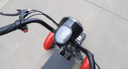 Handlebar of the electric golf cart with seat, detail