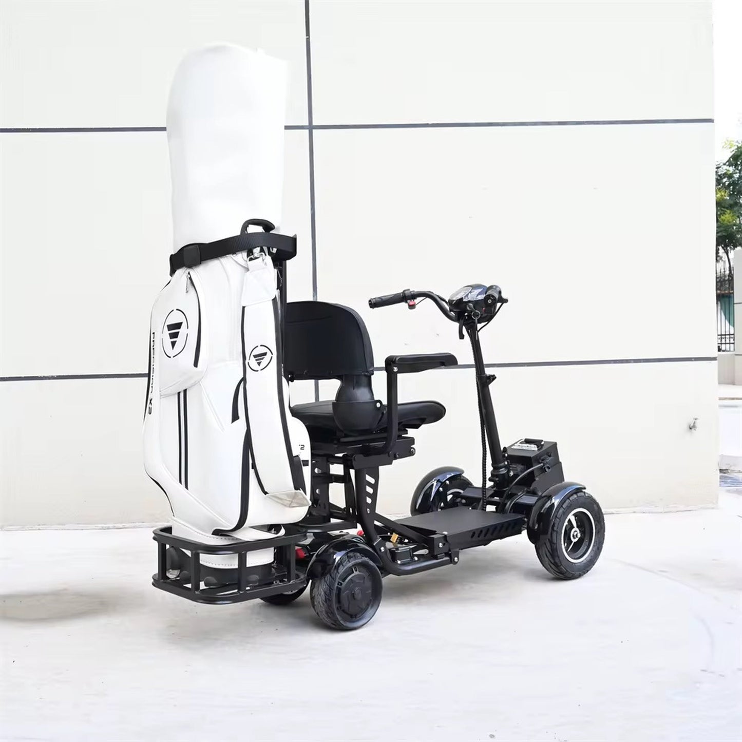 GOOTER E-CadCruiser Pro electric golf cart with seat, rear angle view