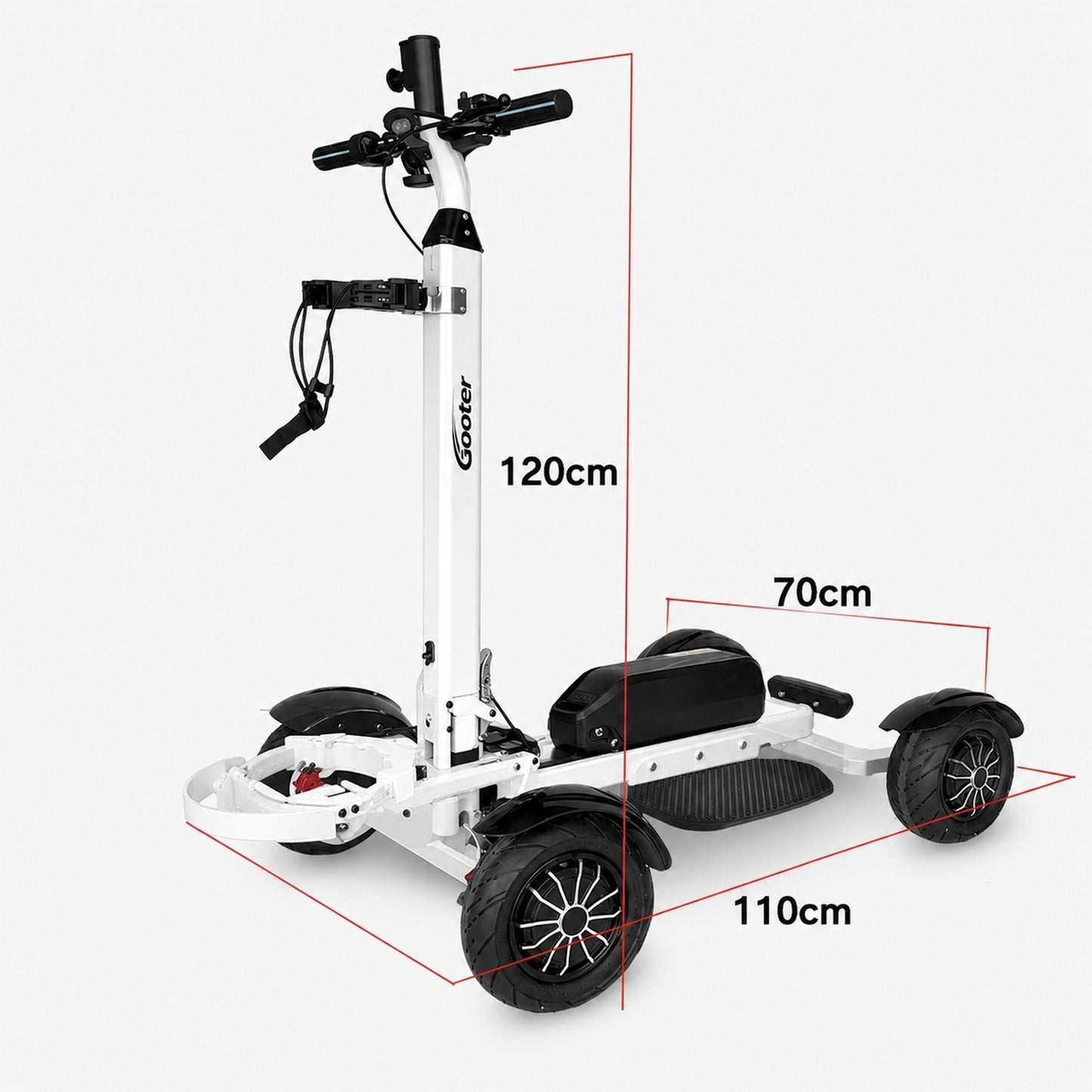 GOOTER Ecad SeatStand 3.0 Abmessungen – 110 cm Länge, 70 cm Breite, 120 cm Höhe
