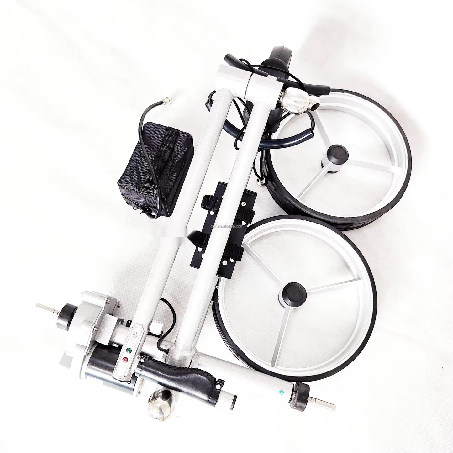 Elektrischer Golf Trolley GOOTER E-CadOne Aufsicht Aluminiumrahmen und Lithium-Akku